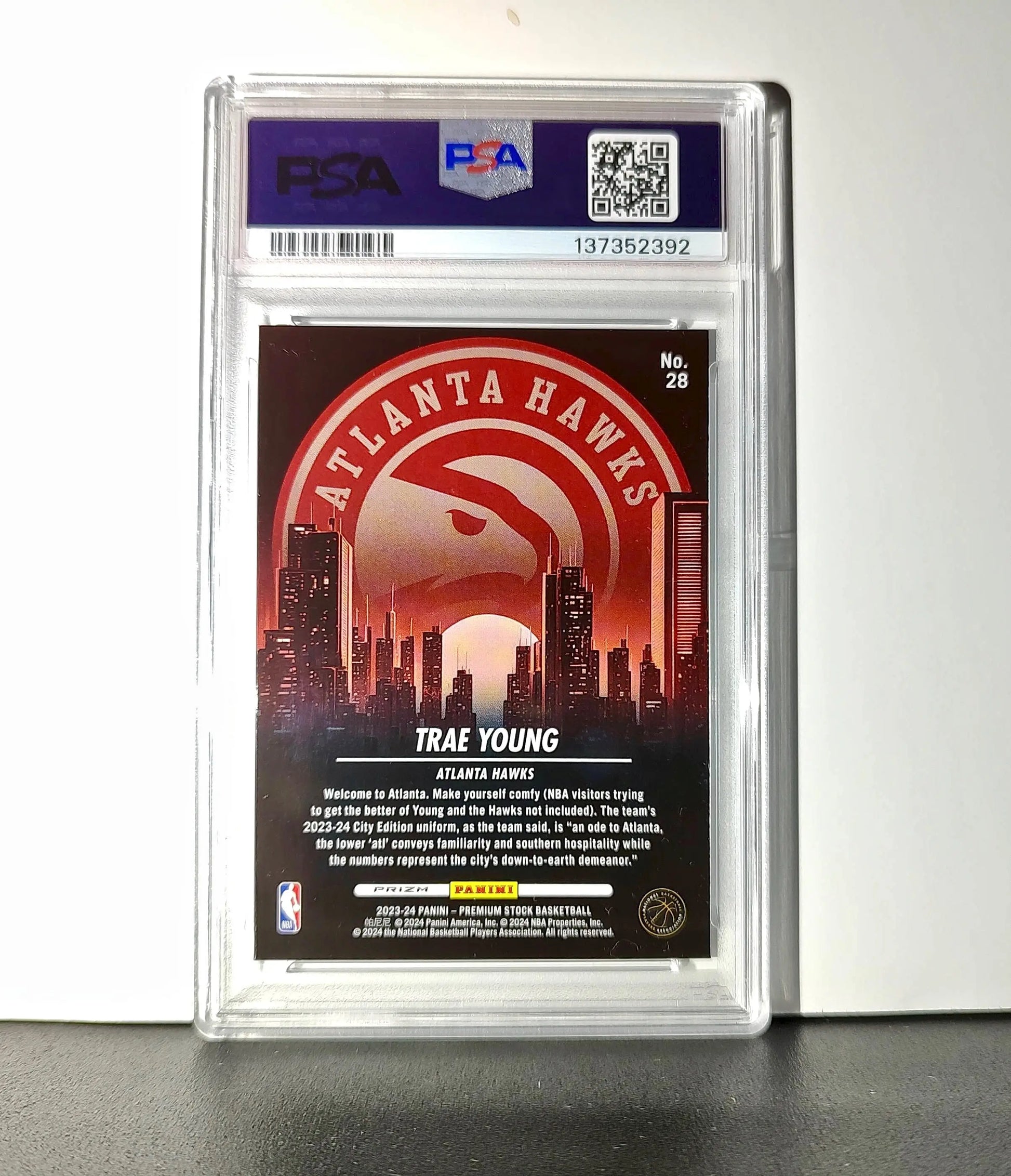 Trae Young 2023 Panini Hoops Premium City Edition #28 Disco Prizm PSA 10 Gem - Basketball Card Single