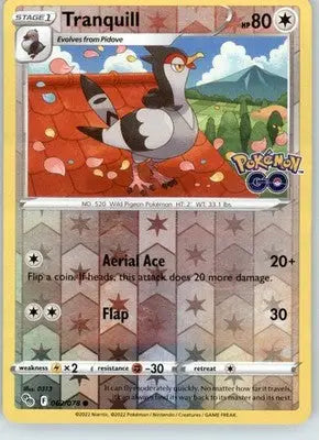 Tranquill - Pokemon GO - 062/078 - Reverse Holo LP - Pokémon Card Single