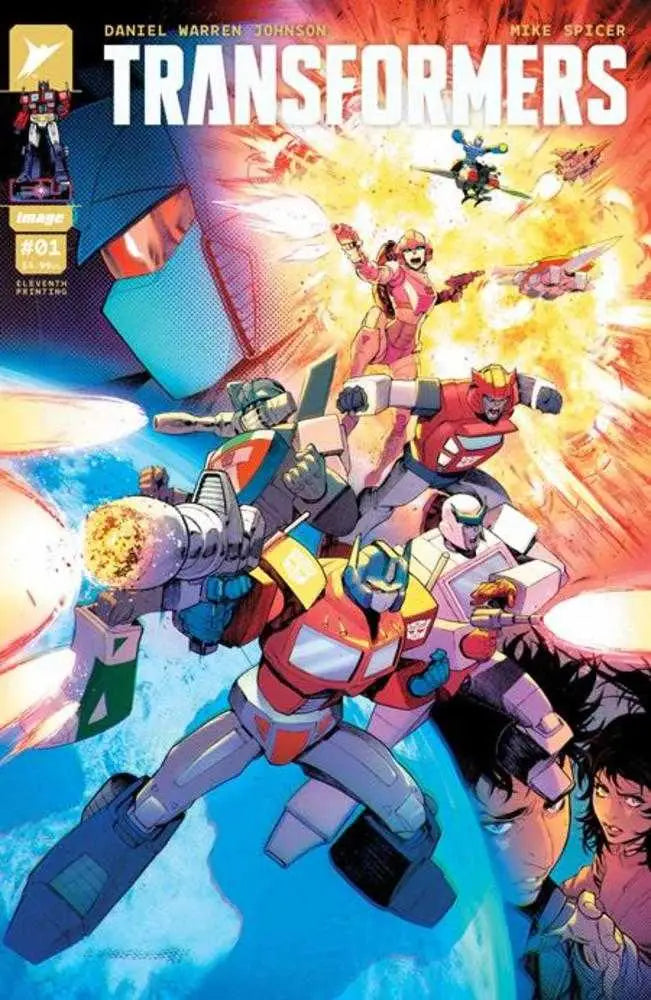 Transformers #1 11th Printing comic book cover with Optimus Prime by Daniel Warren Johnson