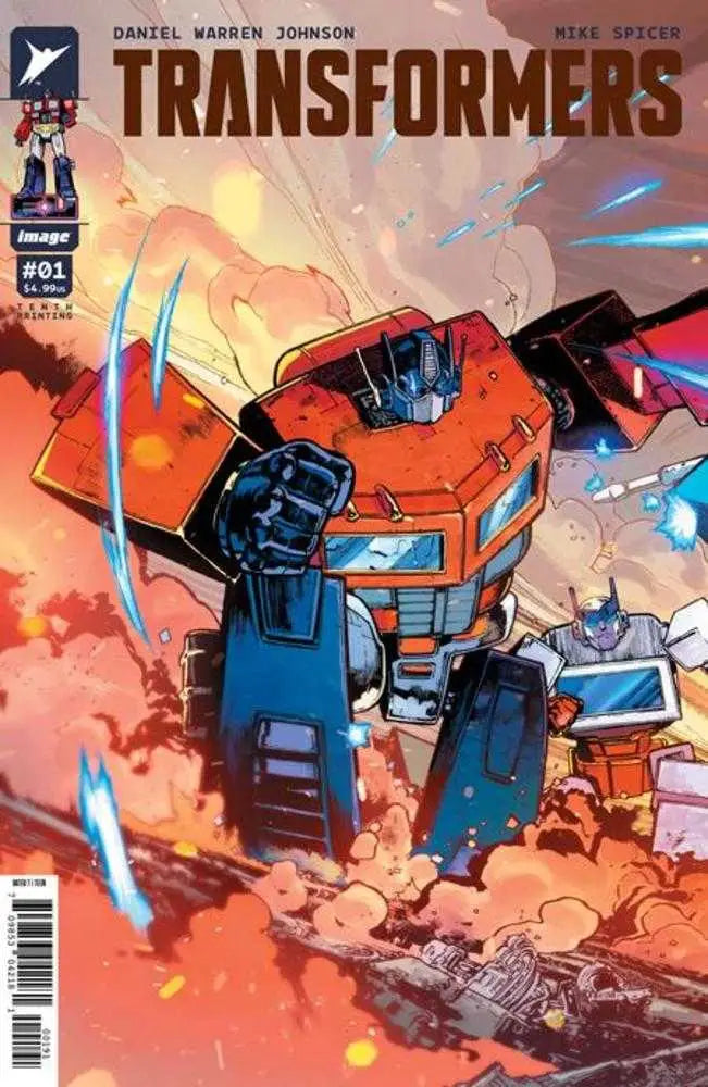 Optimus Prime stands ready for battle on the Transformers Tenth Printing Cover