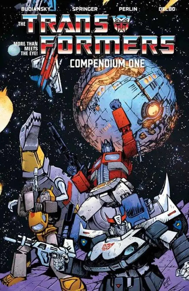Transformers Compendium TPB Volume 01 comic book cover featuring Transformers artwork