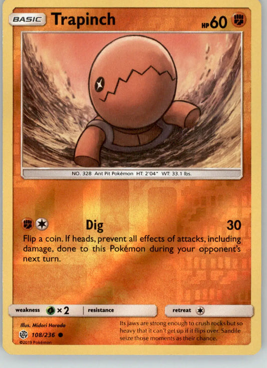 Trapinch - Cosmic Eclipse - 108/236 - Reverse Holo LP Pokemon - Pokémon Card Single