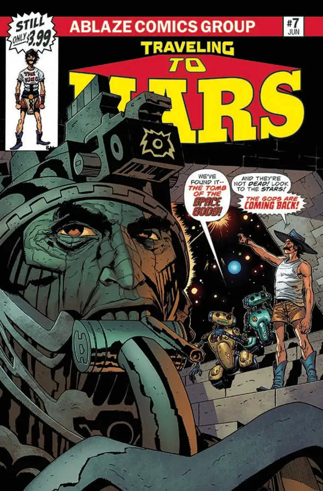 Dark mechanical head with glowing eyes on Traveling To Mars #7 Cover D Mckee Homage