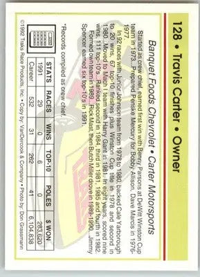 Travis Carter - 1992 Traks - #128 - Racing - Racing Card Single