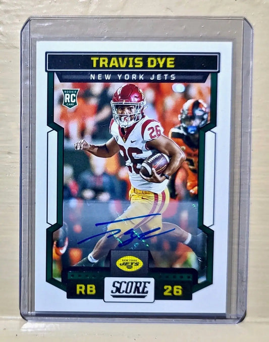 Travis Dye 2023 Panini NFL #329 Score Autograph Rookie Football Card Jets - Football Card Single
