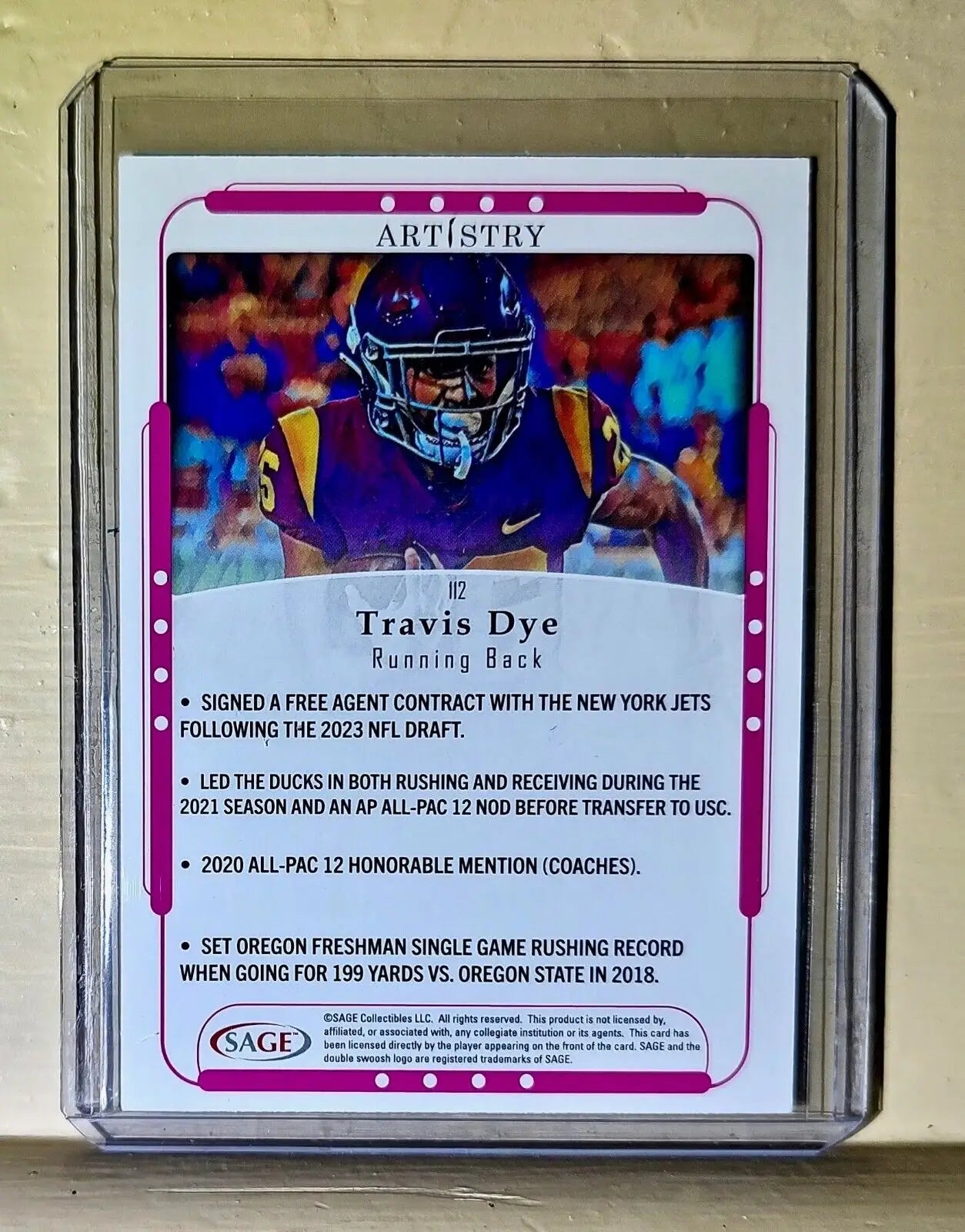 Travis Dye 2023 SAGE NFL Artistry Football #112 Card - Football Card Single