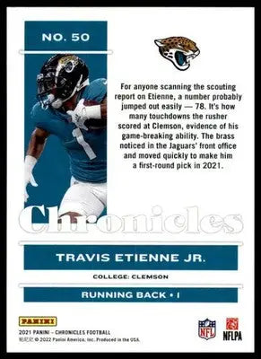 Travis Etienne Jr. Rookie 2021 Panini Chronicles #50 Jacksonville Jaguars - Football Card Single