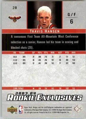 Travis Hansen - 2003-04 Upper Deck Rookie Exclusives - #28 - RC Basketball - Basketball Card Single