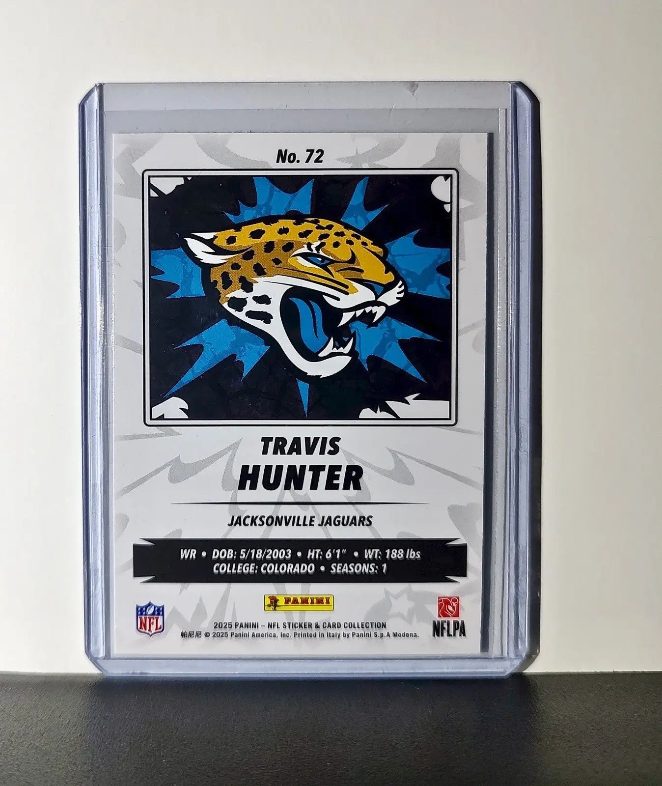 Travis Hunter Rookie 2025 Panini NFL #72 Sticker Card Jacksonville Jaguars