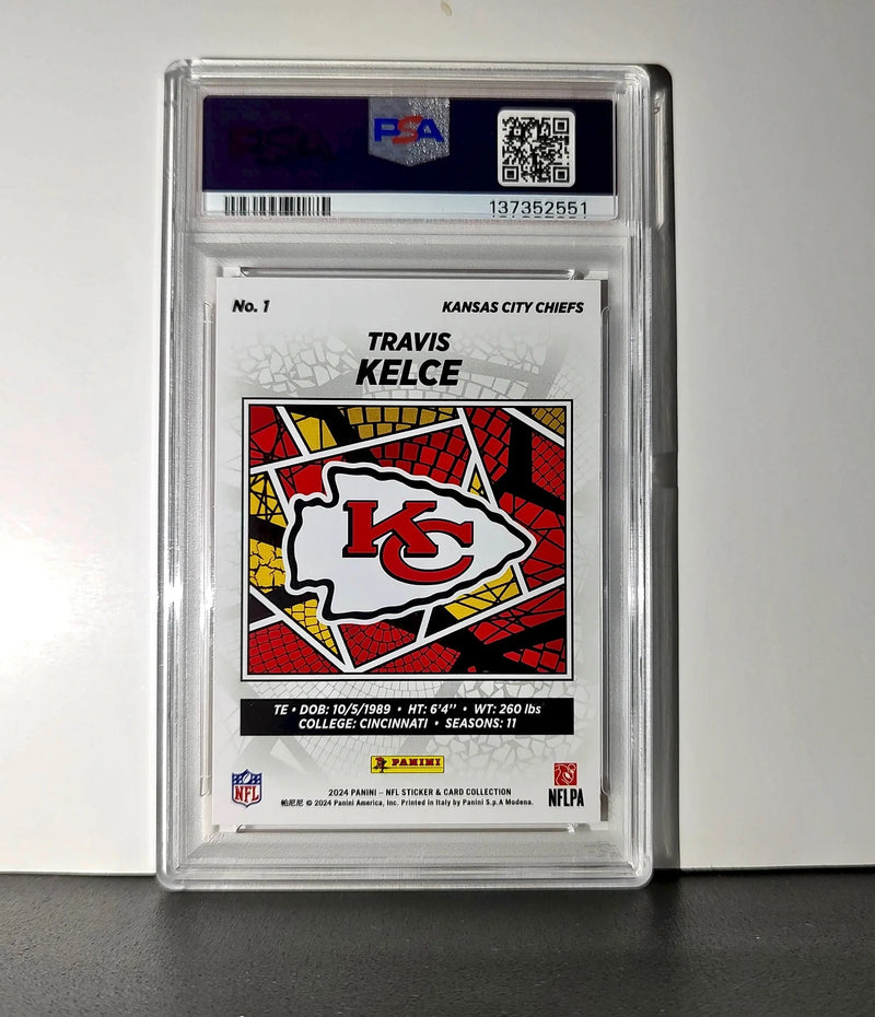 Travis Kelce 2024 Panini Sticker Collection 026/049 #1 Bronze Foil PSA 9 Mint