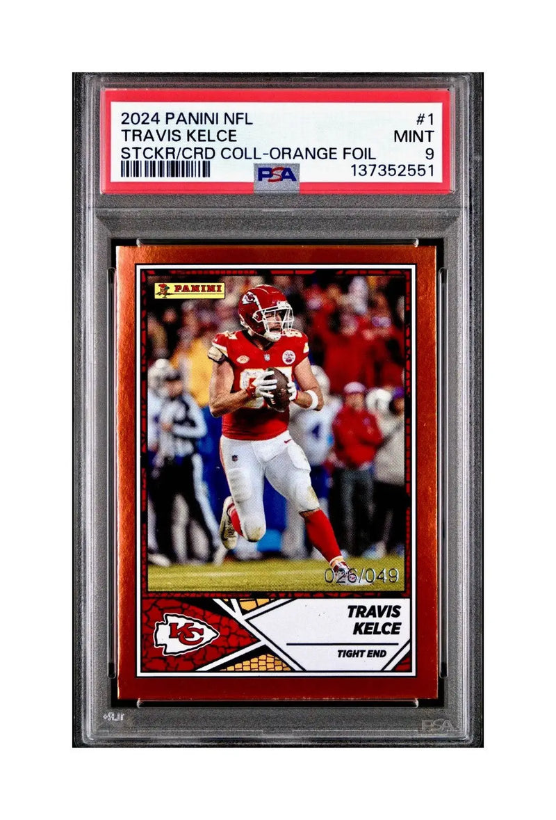 Travis Kelce 2024 Panini Sticker Collection 026/049 #1 Bronze Foil PSA 9 Mint