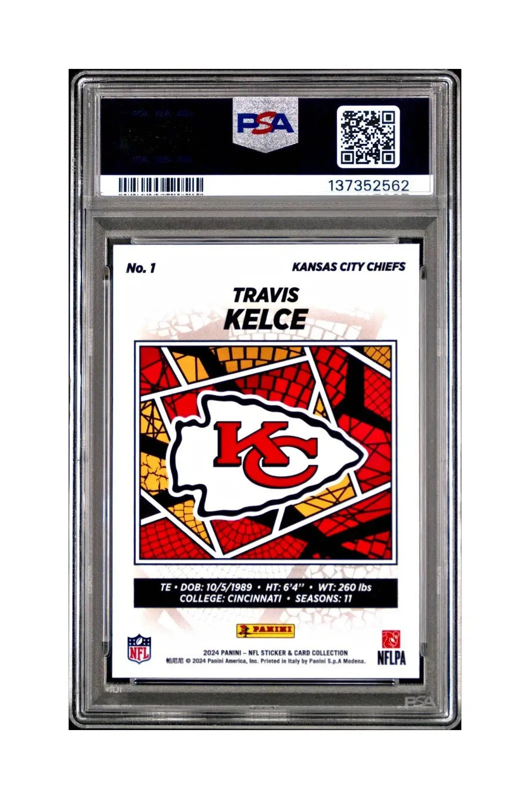 Travis Kelce 2024 Panini Sticker Collection 078/199 #1 Gold Foil PSA 9 Mint