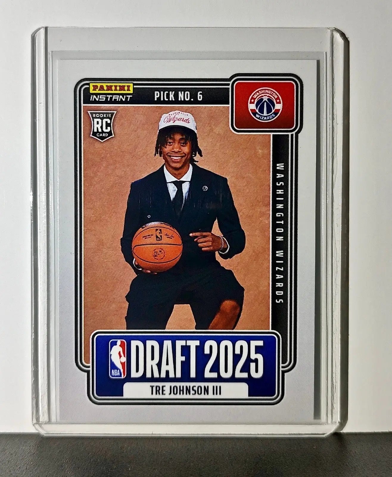 Tre Johnson III Rookie 2025-26 Panini NBA #6 Draft Night Card Washington Wizards - Basketball Card Single