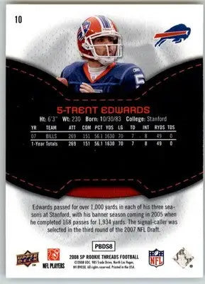 Trent Edwards - 2008 SP Rookie Threads - #10 - Football - Football Card Single
