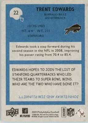 Trent Edwards - 2009 Philadelphia - #22 - Football - Football Card Single