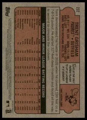 Trent Grisham 2021 Topps Heritage #232 San Diego Padres - Baseball Card Single