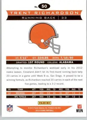 Trent Richardson - 2013 Score - #50 - Football - Football Card Single