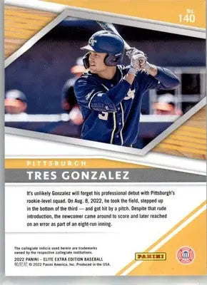 Tres Gonzalez - 2022 Panini Elite Extra Edition - #140 - Status Green #/499 SN - Football Card Single
