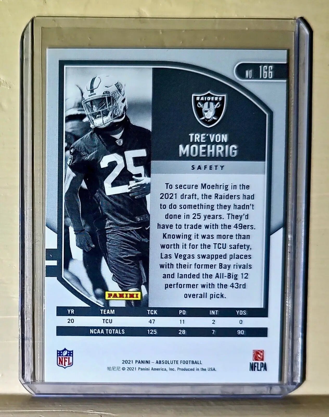 Tre’von Moehrig 2021 Panini NFL Absolute Football #166 Card Raiders