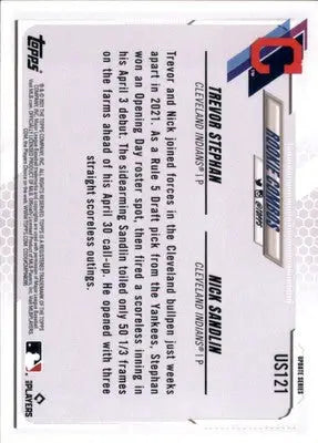 Trevor Stephan / Nick Sandlin RCOM Rookie 2021 Topps Update #US121 Indians - Baseball Card Single