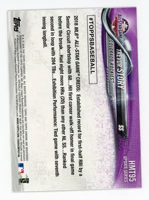 Trevor Story 2018 Topps Chrome Update #HMT95 Colorado Rockies - Baseball Card Single