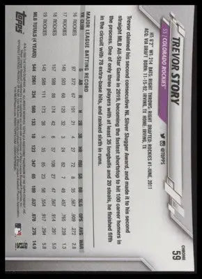 Trevor Story 2020 Topps Chrome Prism Refractor #59 Colorado Rockies - Baseball Card Single