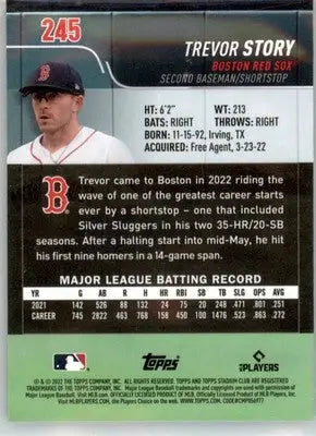 Trevor Story - 2022 Stadium Club Chrome - #245 - Baseball - Baseball Card Single