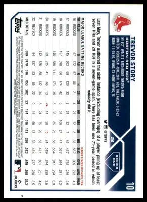 Trevor Story 2023 Topps #10 Boston Red Sox - Baseball Card Single