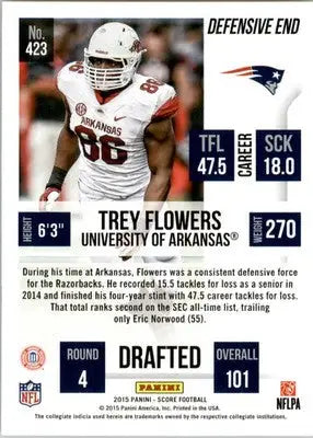 Trey Flowers - 2015 Score - #423 - RC Football - Football Card Single