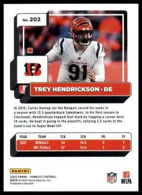 Trey Hendrickson 2022 Donruss #202 Cincinnati Bengals - Football Card Single