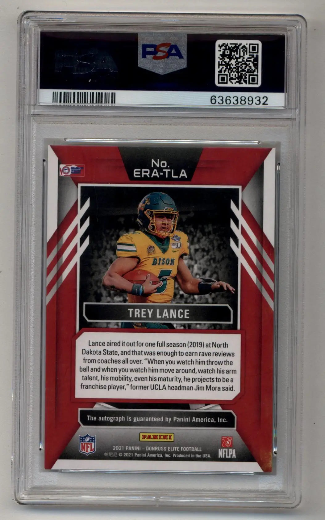 Trey Lance 2021 Donruss Elite Elite Rookie Auto Blue 3/3 PSA 9 Auto 10 - Football Card Single