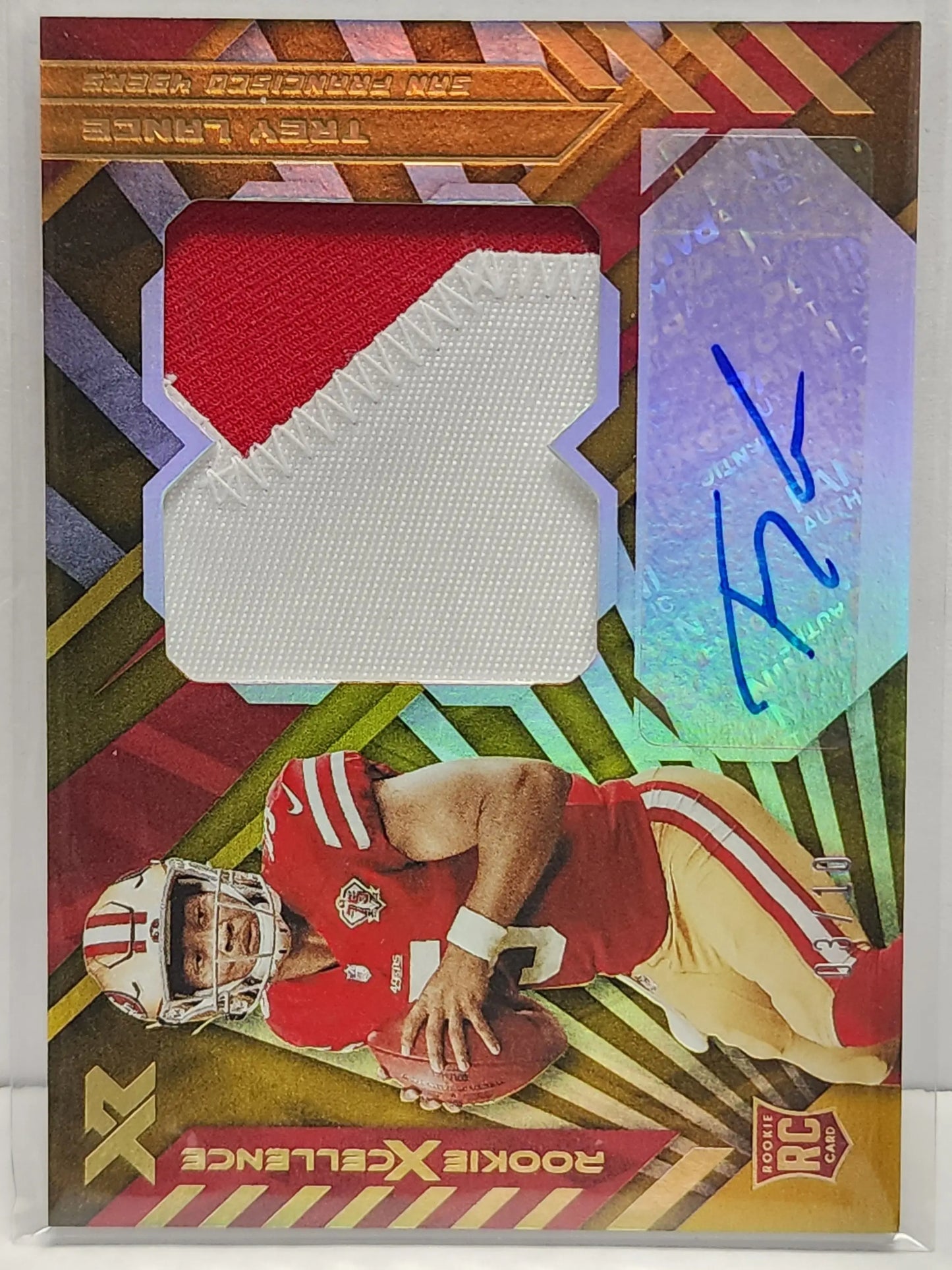 Trey Lance 2021 Panini XR Rookie Jumbo Gold Patch Auto #3/10 - Football Card Single