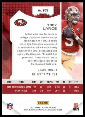 Trey Lance Rookie 2021 Panini Playoff #203 San Francisco 49ers - Football Card Single