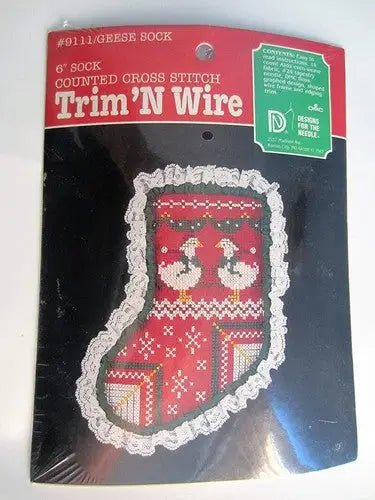 Trim ’N Wire 6’’ Round Counted Cross Stitch Kit #9111 ’Geese Sock’ - General Merchandise