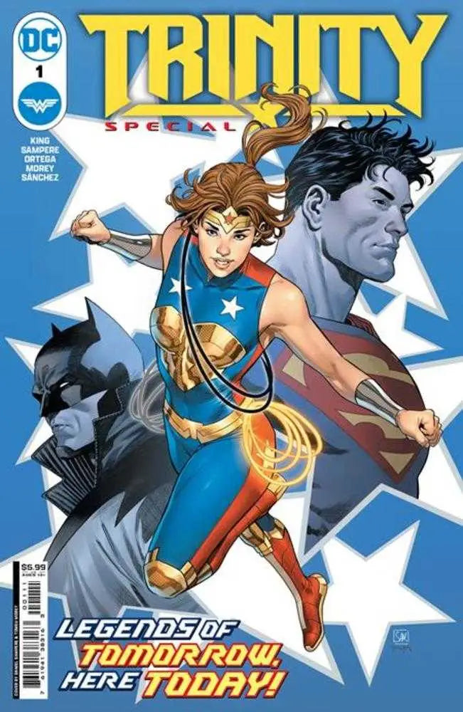 Comic book cover for DC’s Trinity Special #1 by Daniel Sampere featuring iconic superheroes