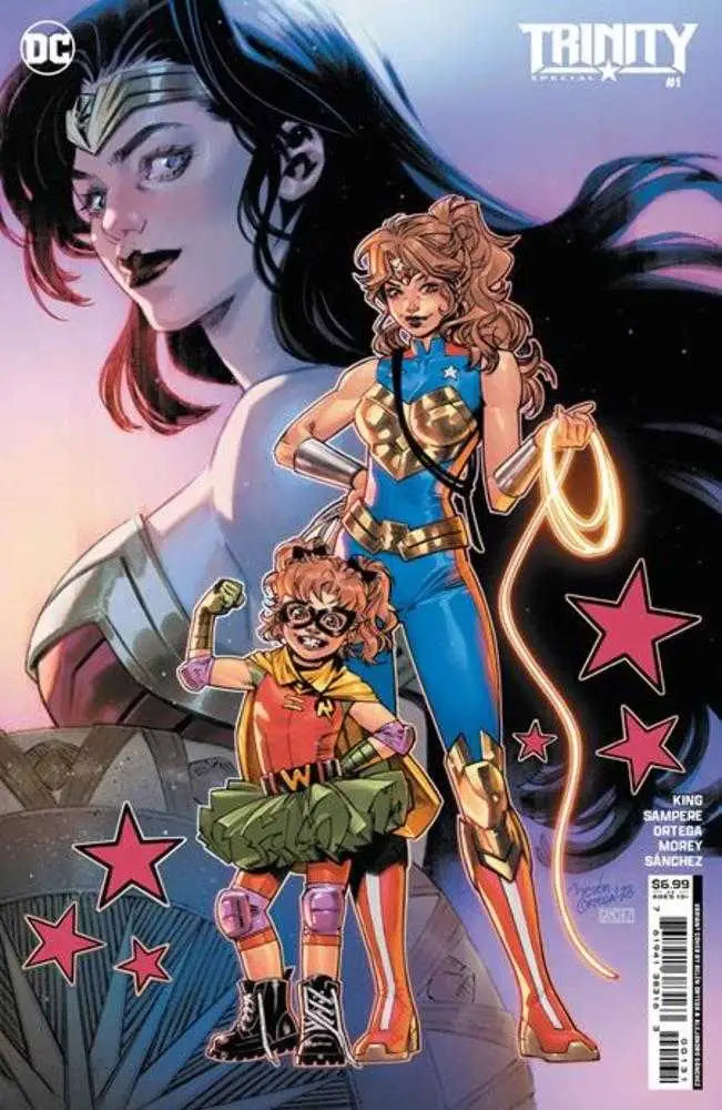 Comic book cover featuring superhero team and young sidekick from Trinity Special #1 variant