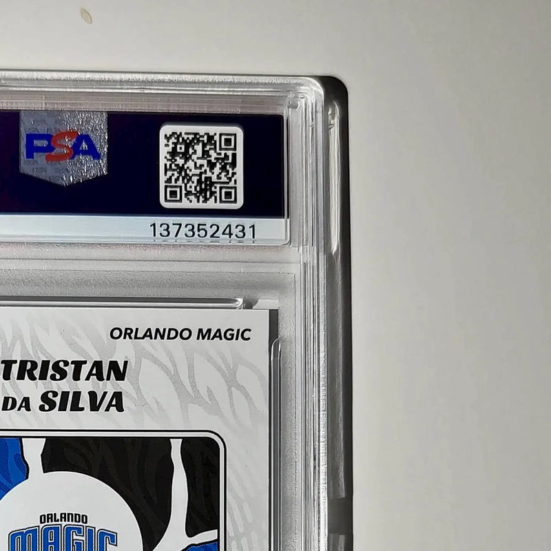 Tristan da Silva Rookie 2024-25 Panini NBA #81 Sticker 20/75 Purple Foil PSA 8