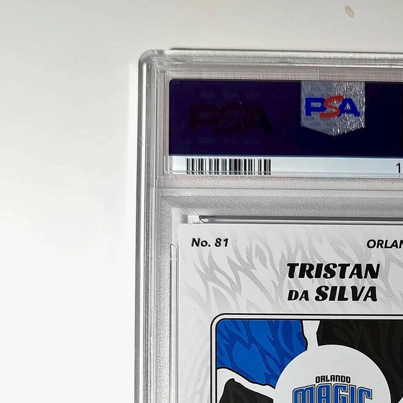 Tristan da Silva Rookie 2024-25 Panini NBA #81 Sticker 20/75 Purple Foil PSA 8
