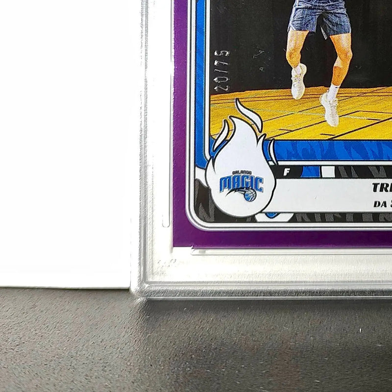 Tristan da Silva Rookie 2024-25 Panini NBA #81 Sticker 20/75 Purple Foil PSA 8