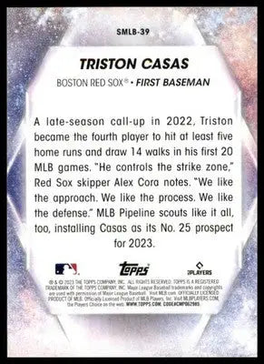 Triston Casas 2023 Topps Stars of MLB #SMLB-39 Boston Red Sox - Baseball Card Single