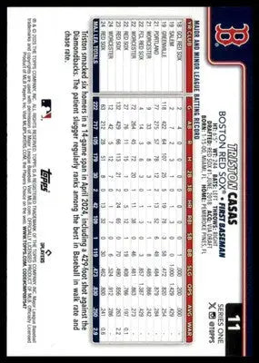 Triston Casas 2025 Topps #11 Boston Red Sox - Baseball Card Single