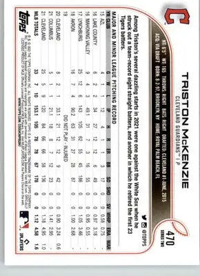 Triston McKenzie - 2022 Topps - #470 - Baseball - Baseball Card Single