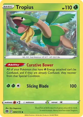 Tropius - Brilliant Stars - 005/172 - Reverse Holo LP Pokemon - Pokémon Card Single