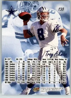 Troy Aikman - 1997 Ultra - #138 - Football - Football Card Single