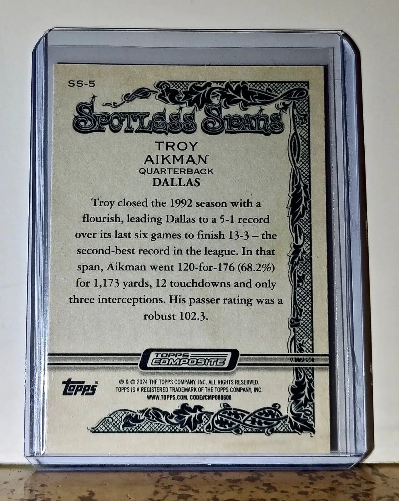 Troy Aikman 2023 Topps Allen & Ginter Spotless Spans NFL SS5 Card Dallas Cowboys