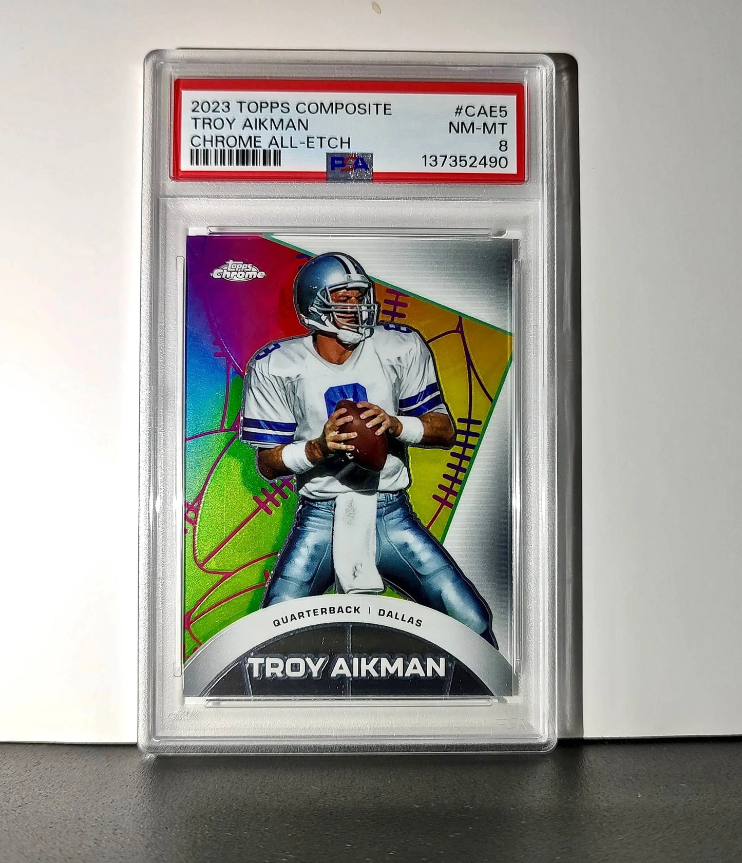 Troy Aikman 2023 Topps Chrome ALL-ETCH #CAE-5 PSA 8 NM-MT