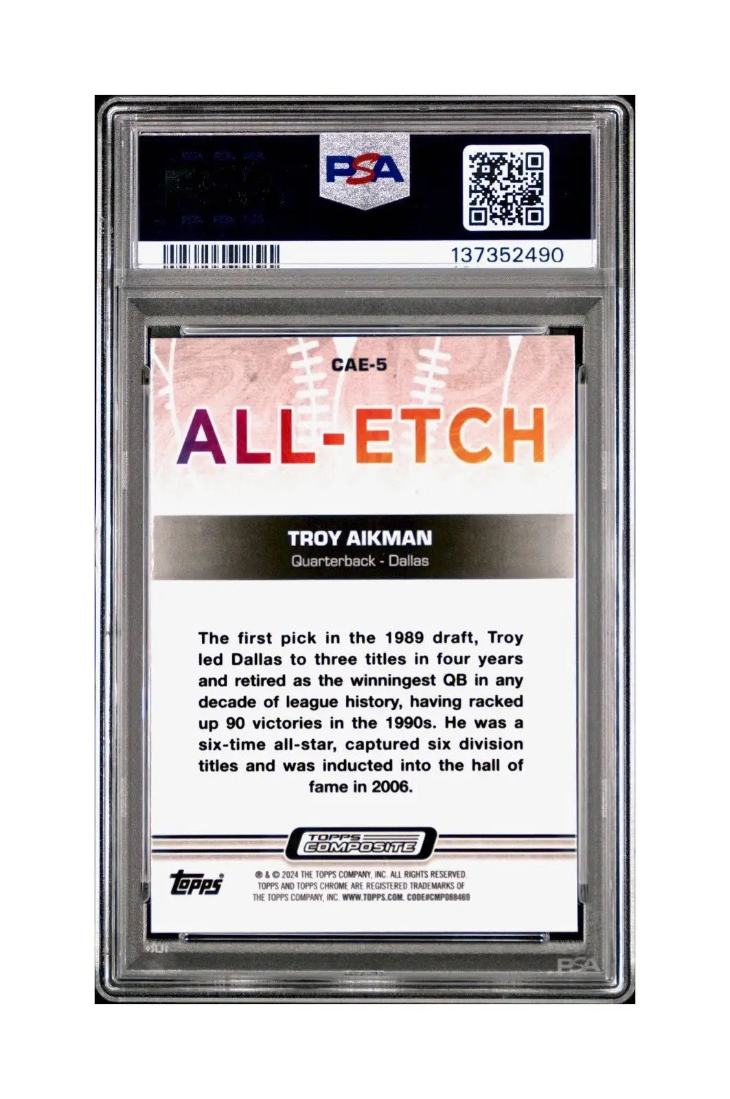 Troy Aikman 2023 Topps Chrome ALL-ETCH #CAE-5 PSA 8 NM-MT