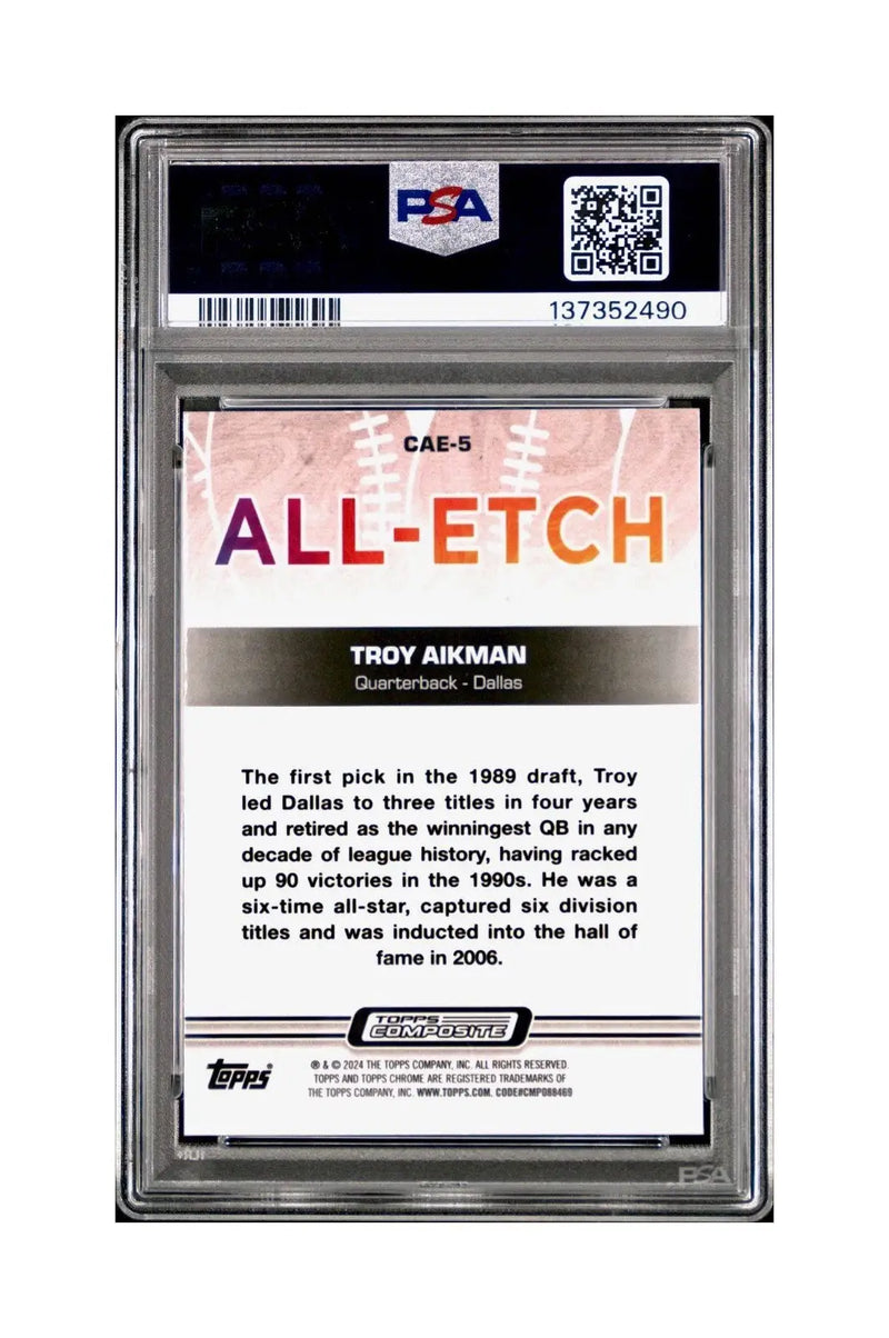 Troy Aikman 2023 Topps Chrome ALL-ETCH #CAE-5 PSA 8 NM-MT