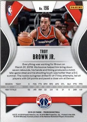 Troy Brown Jr. - 2019-20 Panini Prizm - #196 - Basketball - Basketball Card Single