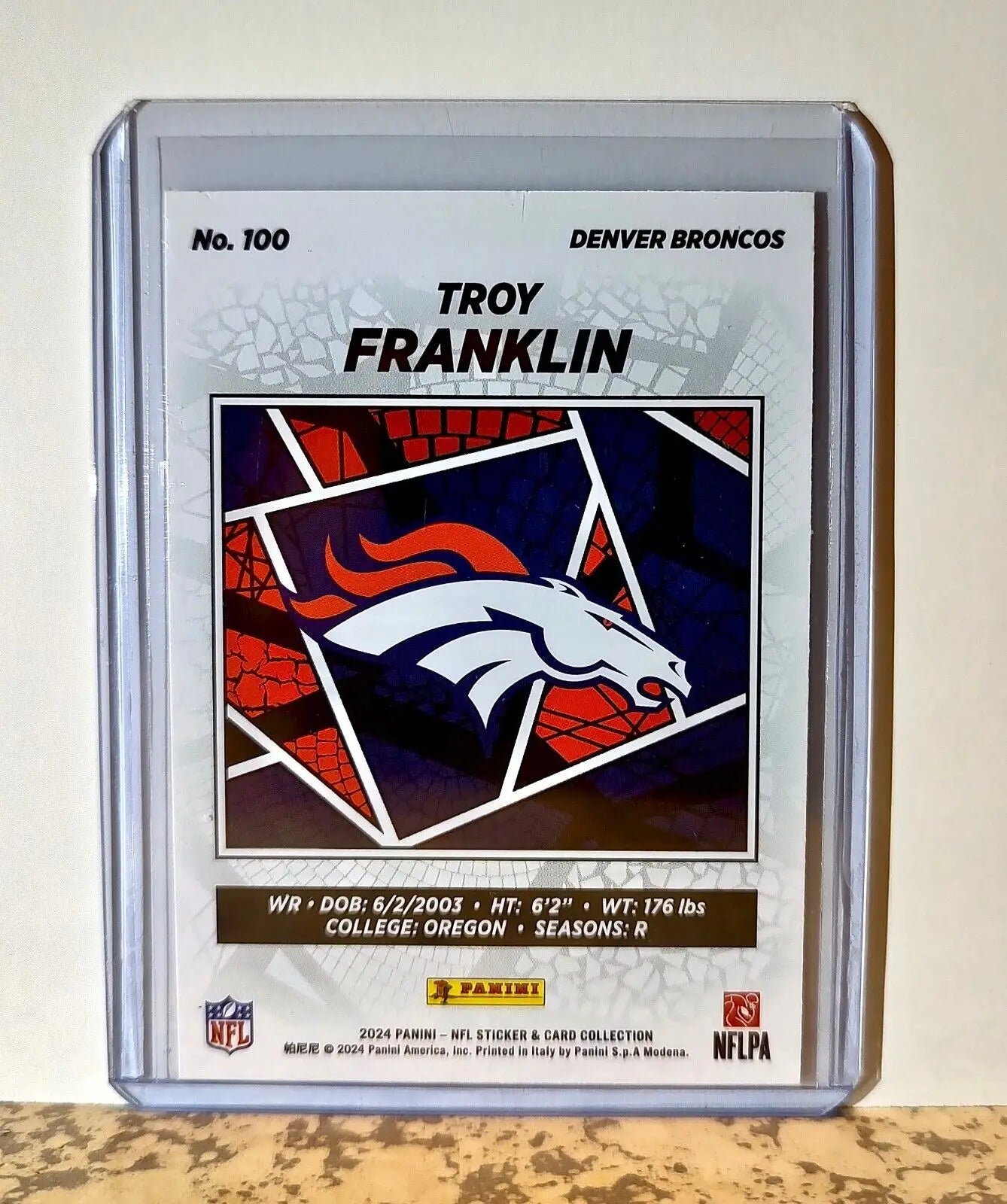 Troy Franklin 2024 Panini NFL #100 Silver Foil Rookie Sticker Card Broncos - Football Card Single